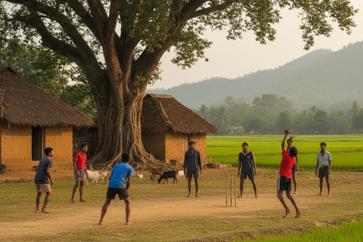 Cricket with locals